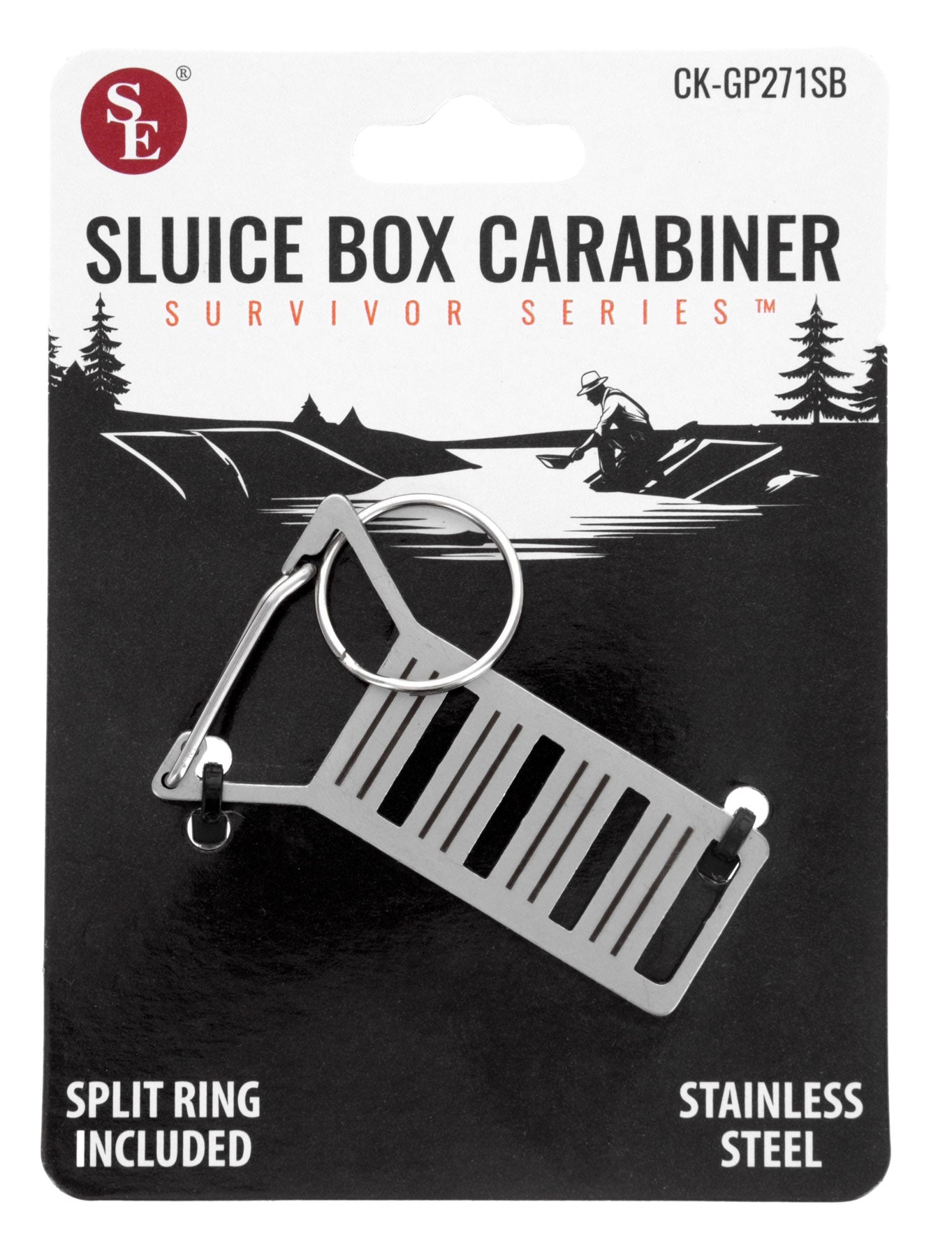 Stainless Steel Sluice Box Carabiner With Split Ring