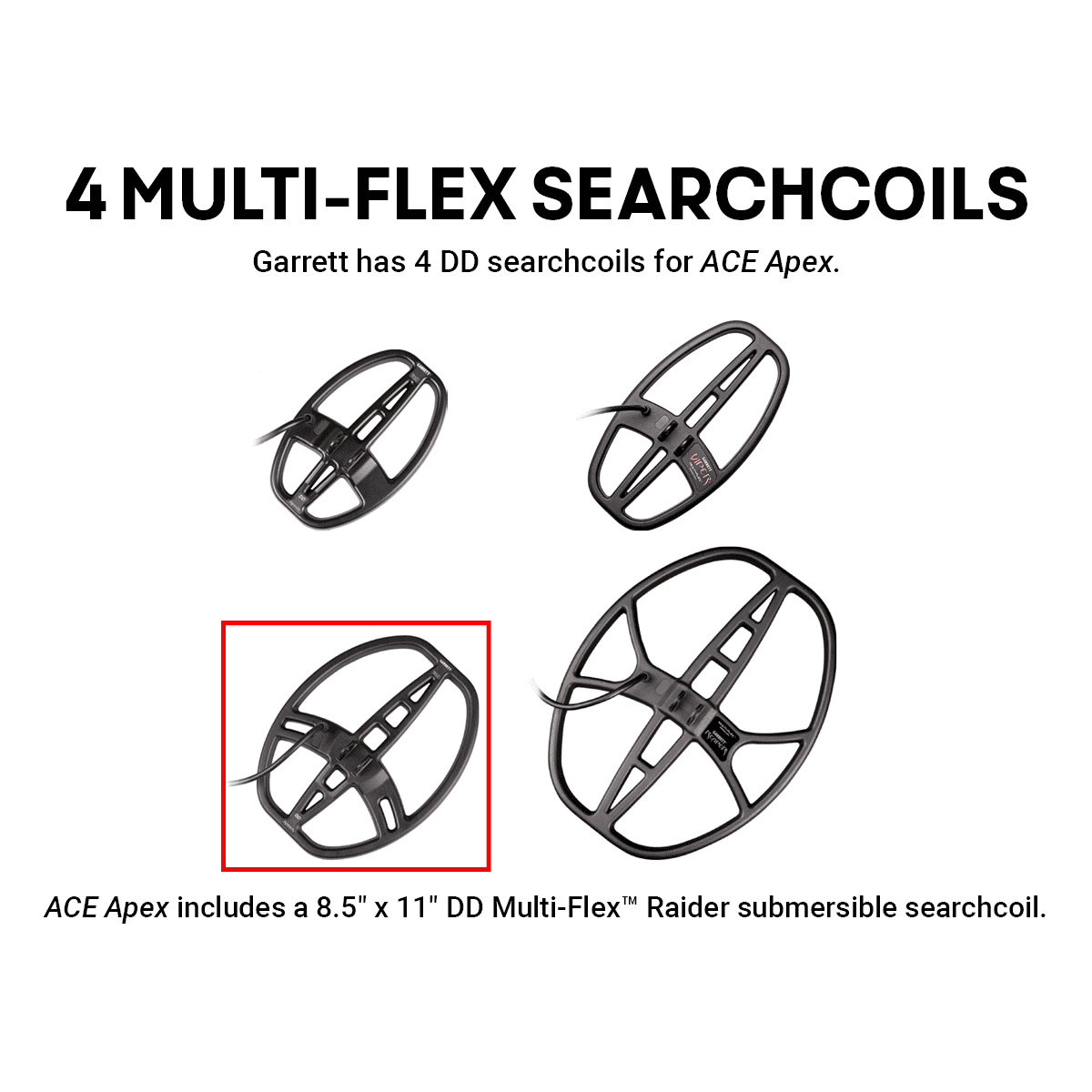 Garrett Ace Apex Metal Detector With Raider 8.5"X11" Coil and MS-3 Wireless Headphones | 1142365