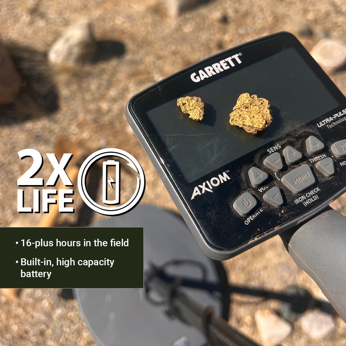 Garrett Axiom Gold Metal Detector With 13"X11" DD 11"X7" Mono Coil And Wireless Headphones | 1142720