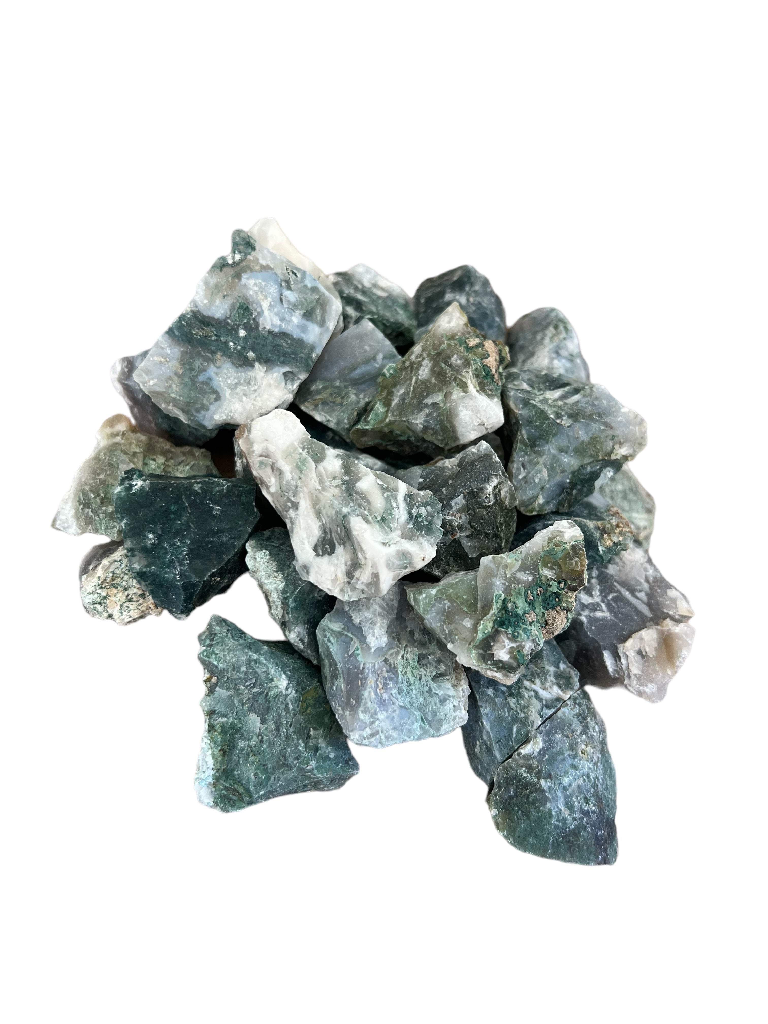 Green Moss Agate - Tumbling Rough
