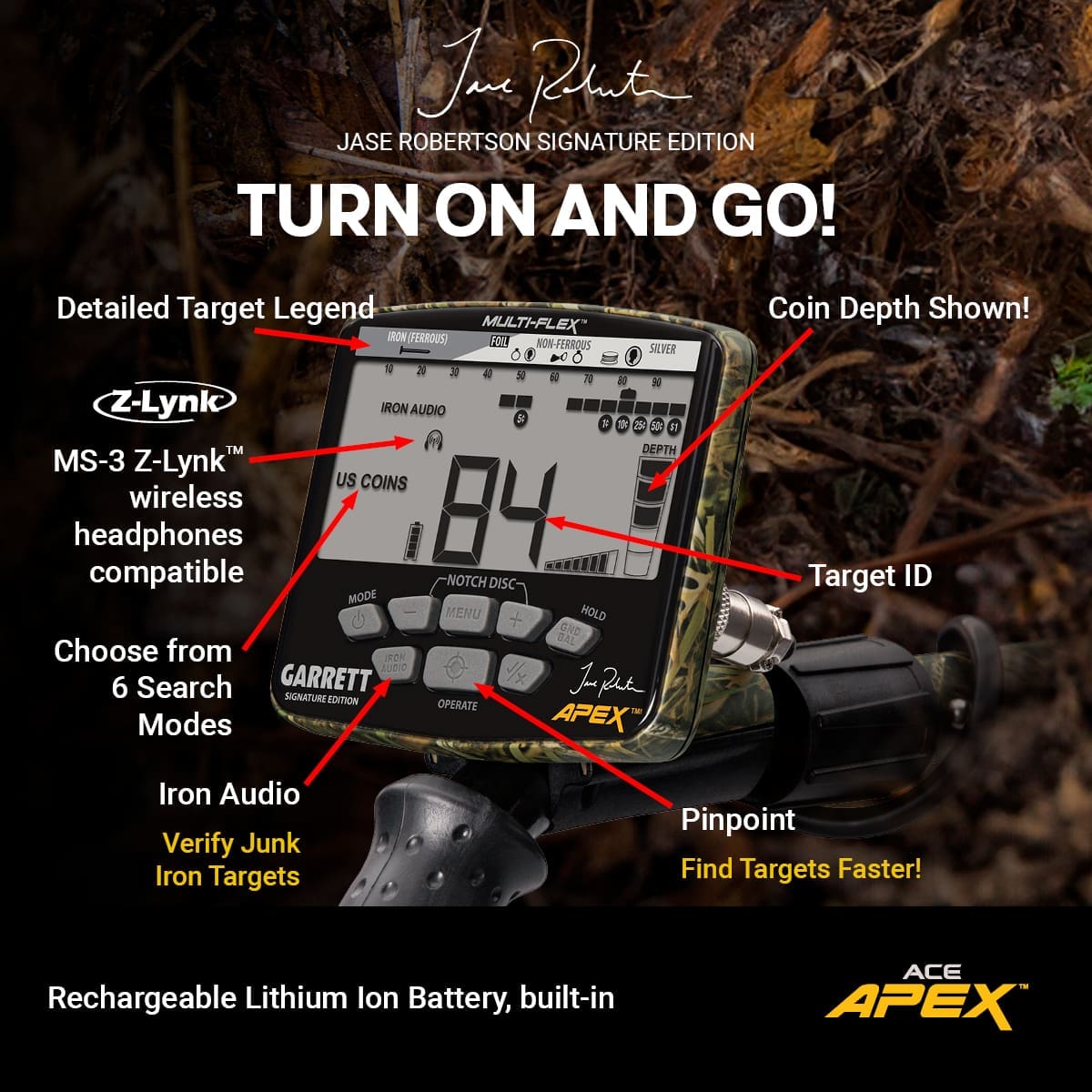 Garrett Ace Apex Metal Detector Jase Robertson Signature Edition | 1142363