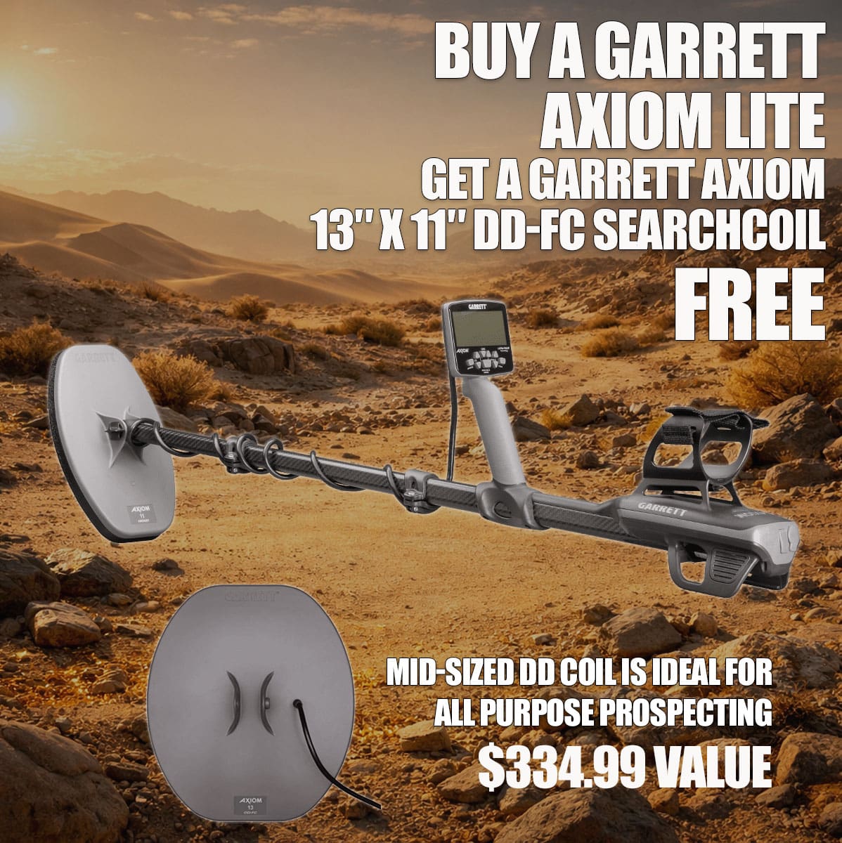 Garrett Axiom Lite Gold Metal Detector With 11"X7" Mono Coil | 1142710